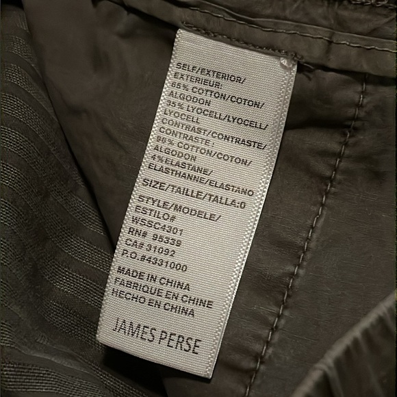 James Perse Estilo Olive Green Women's Striped Shorts- Size 0 NWOT - Picture 5 of 9